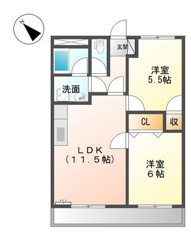 サンコーポS(2LDK/2階)の間取り写真
