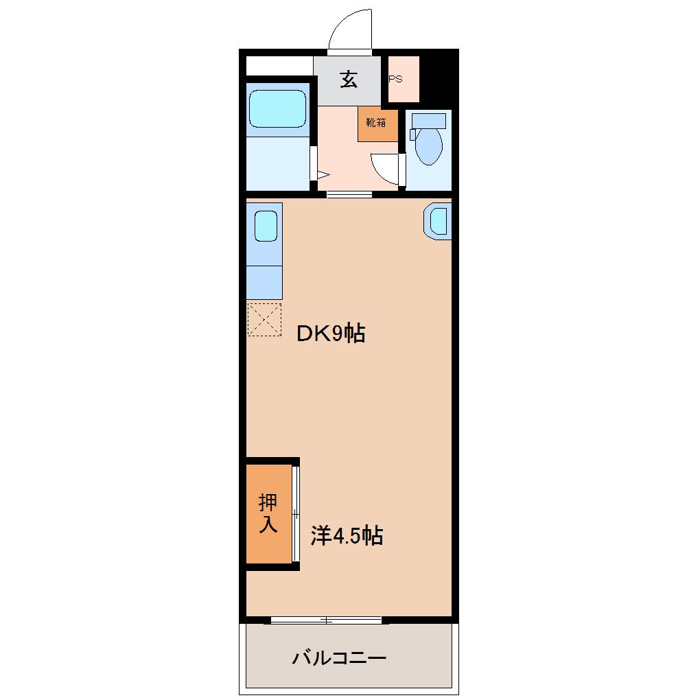 アーバンベルデ千代町(1DK/3階)の間取り写真