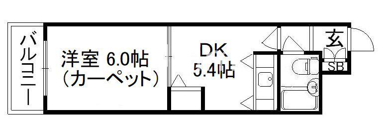 デトムワン四条大宮II(1DK/3階)の間取り写真