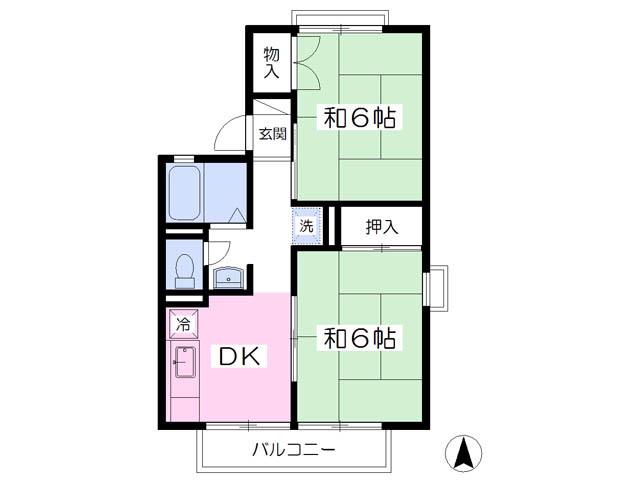 レジデンス横島2号館(2K/1階)の間取り写真