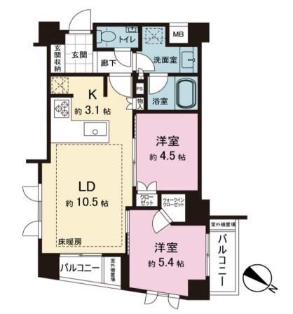 ザ・ライオンズ池袋(2LDK/4階)の間取り写真