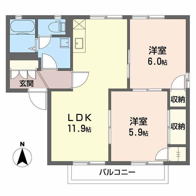 サンモール(2LDK/2階)の間取り写真