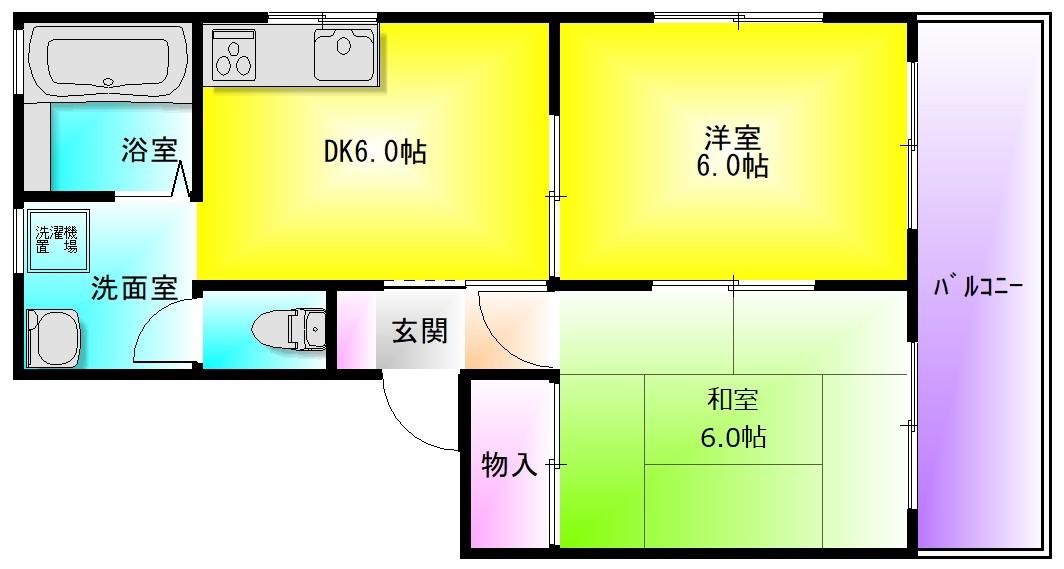 フレグランス(2DK/1階)の間取り写真