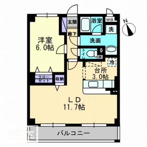 ヴィラブライトン(1LDK/1階)の間取り写真