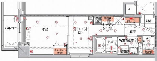 ハーモニーレジデンス菊川ステーションフロント(1DK/5階)の間取り写真