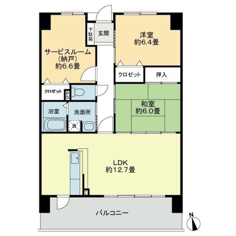 GRANDIA学園通(2SLDK/4階)の間取り写真