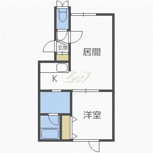 モンレーヴ篠路(1LDK/3階)の間取り写真