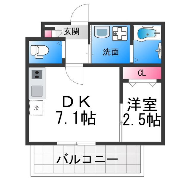 大浜北町シーエム・シス(1DK/4階)の間取り写真