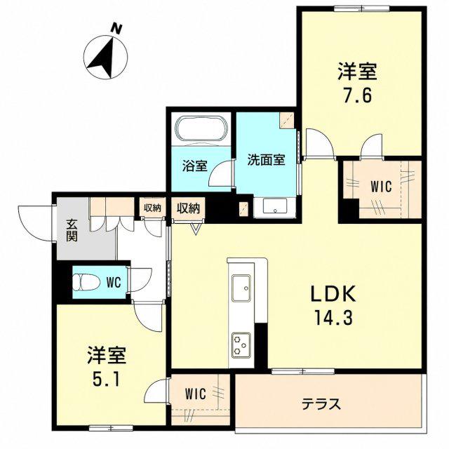 シャーメゾン神戸摩耶(2LDK/1階)の間取り写真
