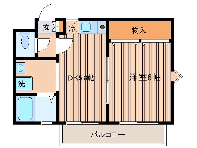 ラモンターニュ(1DK/2階)の間取り写真