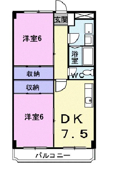 プレスタンス(2DK/2階)の間取り写真