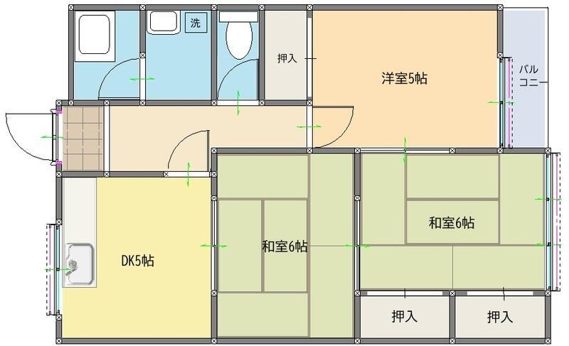 米仙ビル(3DK/4階)の間取り写真
