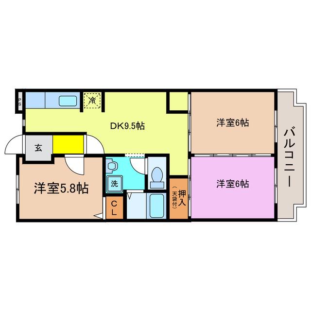 リヴェールJUNII(3DK/3階)の間取り写真