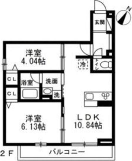 国立市谷保4丁目PJ 共同A棟(2LDK/3階)の間取り写真
