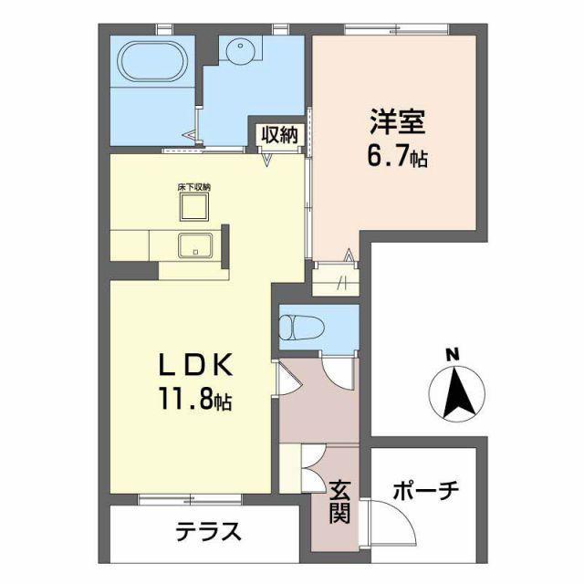 シャーメゾンLEAVES(1LDK/1階)の間取り写真
