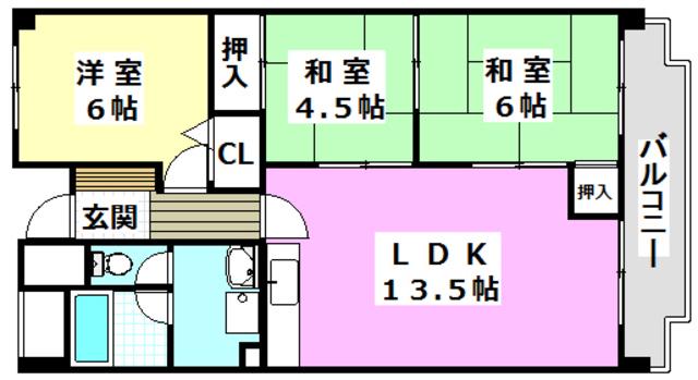 ピアタウン(3LDK/5階)の間取り写真