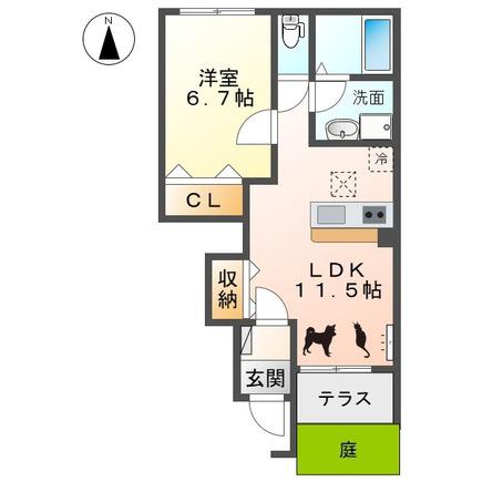 クレストール(1LDK/1階)の間取り写真