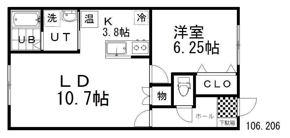 ダコタハウス(1LDK/1階)の間取り写真