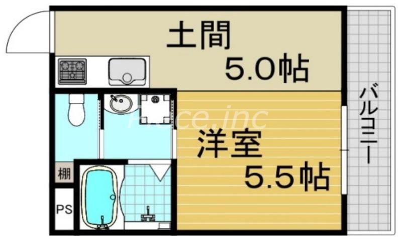 第一渡部ビル(1DK/5階)の間取り写真