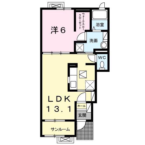 エルミタージュ 竹I(1LDK/1階)の間取り写真