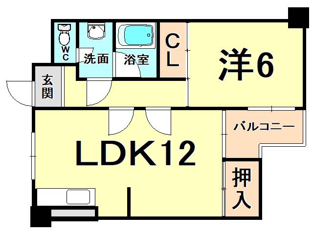 グランアルトピノ尼崎(1LDK/2階)の間取り写真
