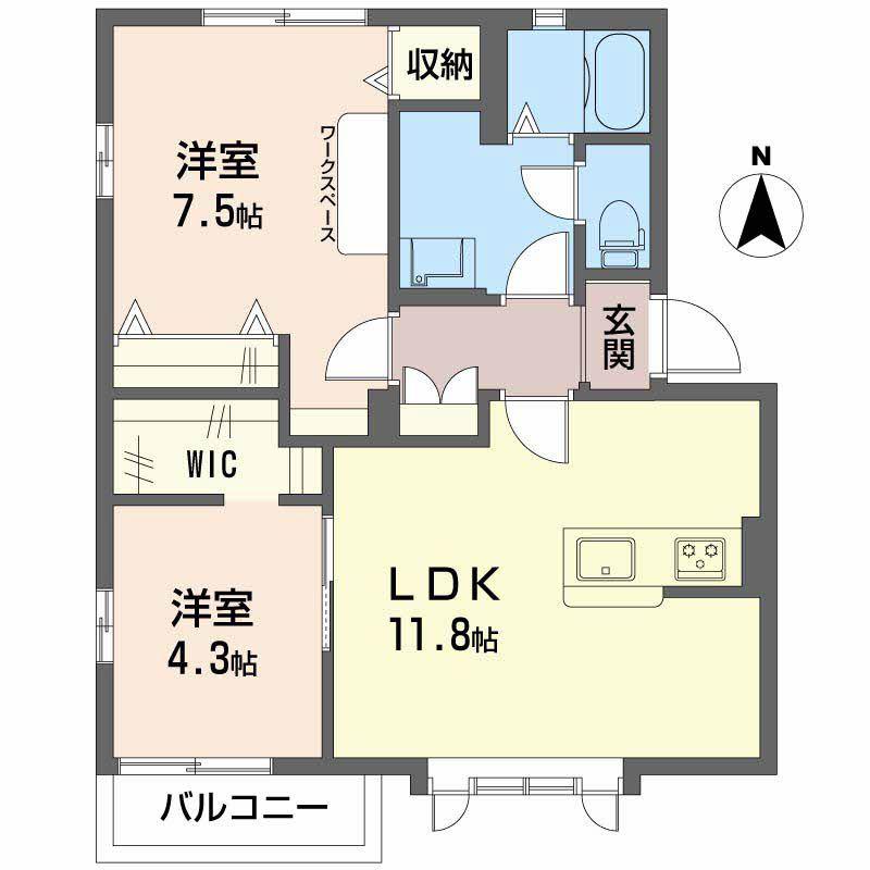 フレグランス・永田(2LDK/1階)の間取り写真