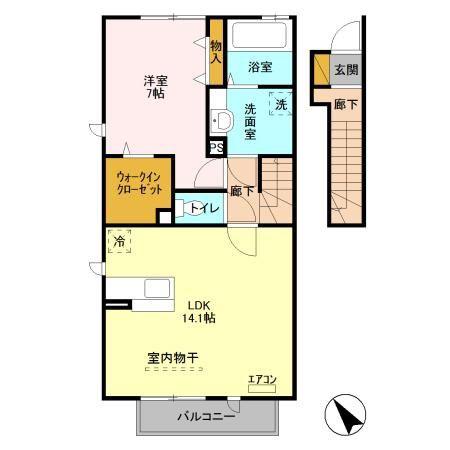 ルミエール(1LDK/2階)の間取り写真