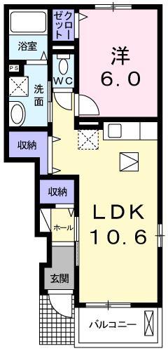 フェリーチェ ラパン(1LDK/1階)の間取り写真