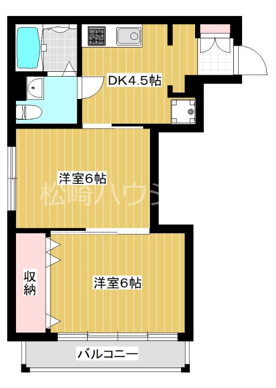 桜ハイコーポ(2DK/3階)の間取り写真