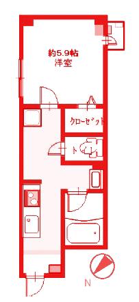 日辰ONEマンション(1K/2階)の間取り写真