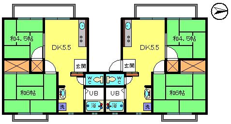 第2パナハイツ吉野(2DK/1階)の間取り写真