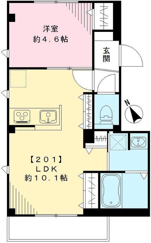 CASA ARIESカーサアリエス(1LDK/2階)の間取り写真