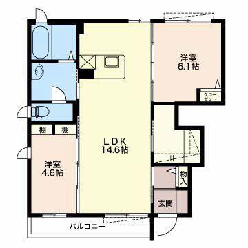 スカールB(2LDK/1階)の間取り写真