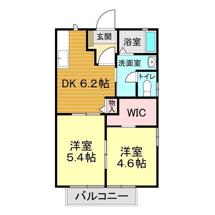 姫山フィルハーモニーシンフォニーNO10(2DK/2階)の間取り写真