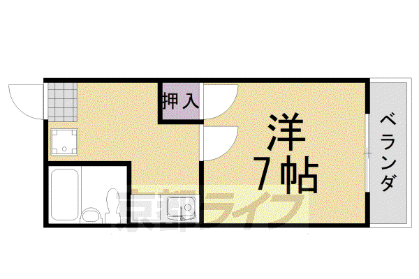 ユニメント桂華(1K/2階)の間取り写真