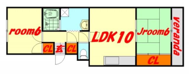 ＪＲ山陽本線 横川駅(広島) 徒歩5分 5階建 築40年(2LDK/2階)の間取り写真
