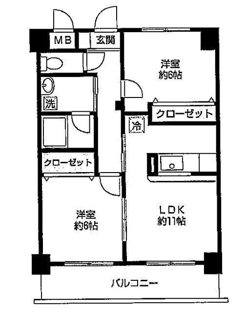 クレーテIII篠崎(2LDK/2階)の間取り写真