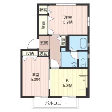 シリウス C(2DK/2階)の間取り写真