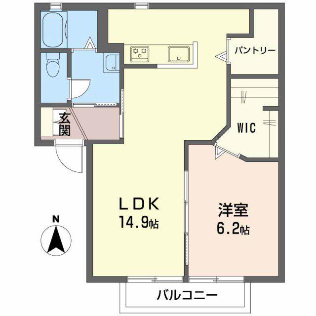 サニーハイツA(1LDK/2階)の間取り写真