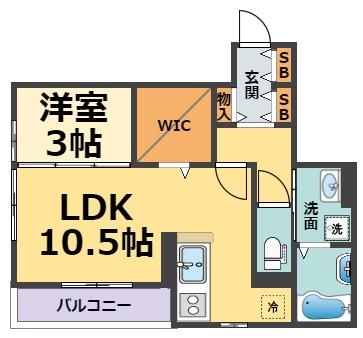 MINT甲子園五番町(1LDK/2階)の間取り写真