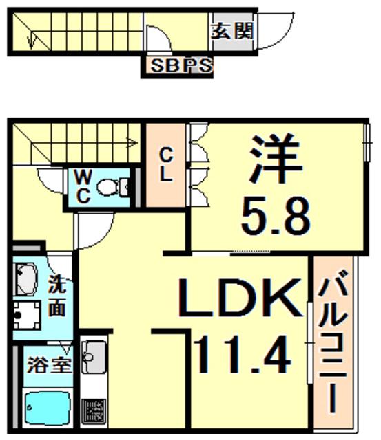 FONTE(1LDK/2階)の間取り写真
