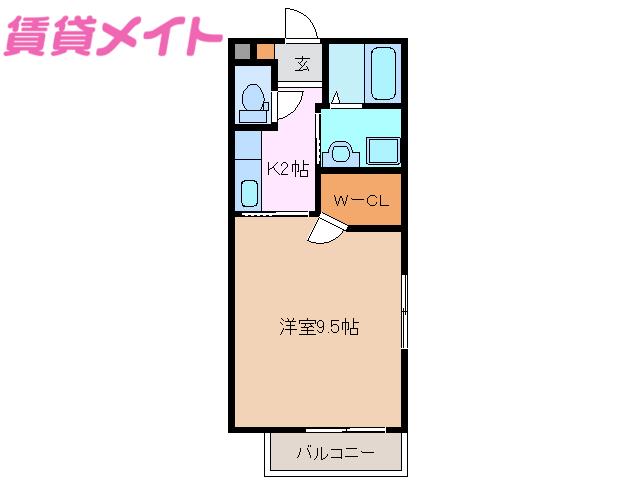 アルベール C棟(1K/1階)の間取り写真