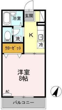 プレジールおおぎ(1K/2階)の間取り写真
