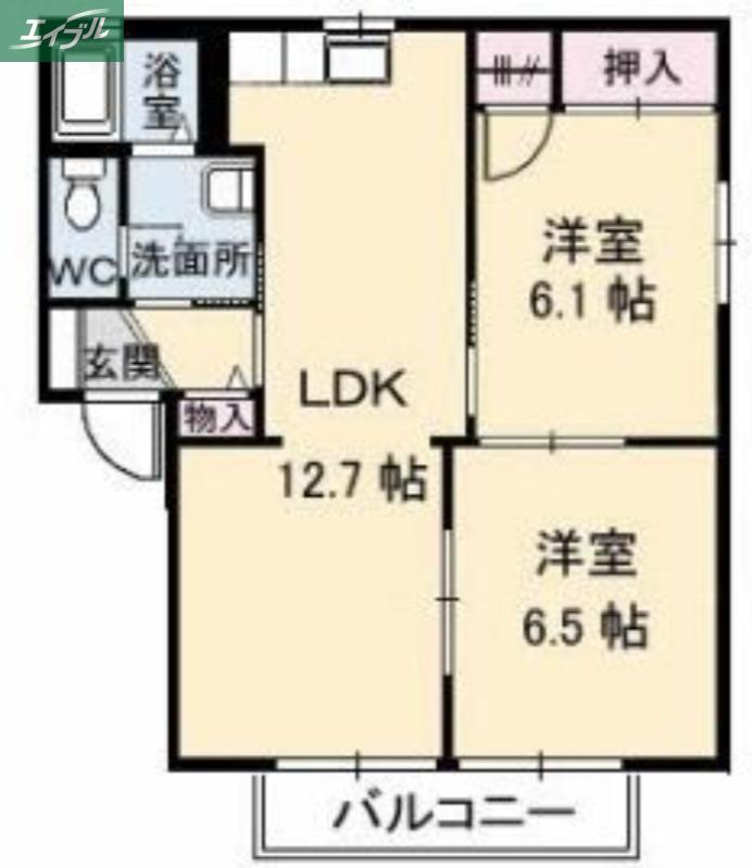 フォーレス高松 A棟(2LDK/2階)の間取り写真