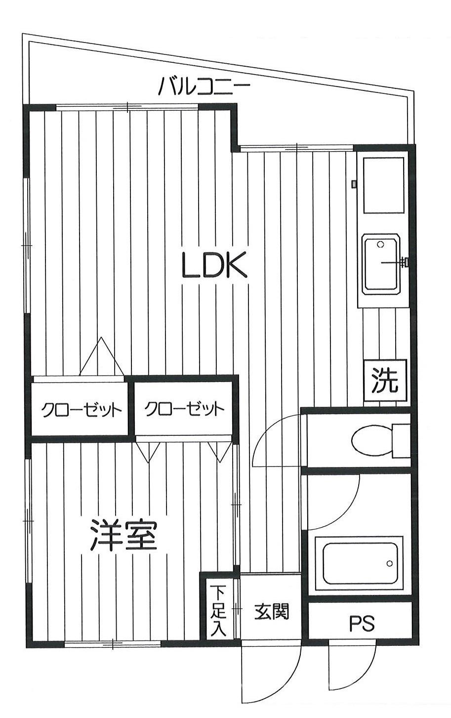 パークサイドハイツ(1LDK/2階)の間取り写真