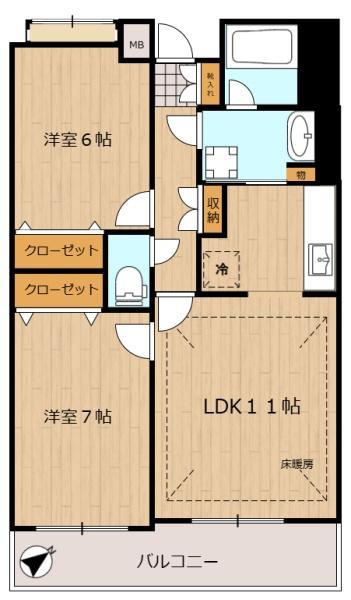 プラム12(2LDK/1階)の間取り写真