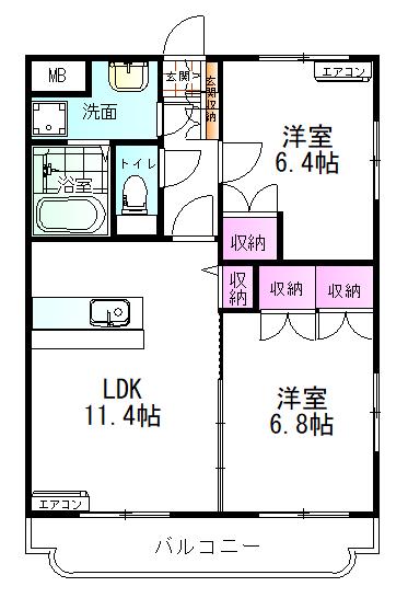 エスペランス(2LDK/1階)の間取り写真