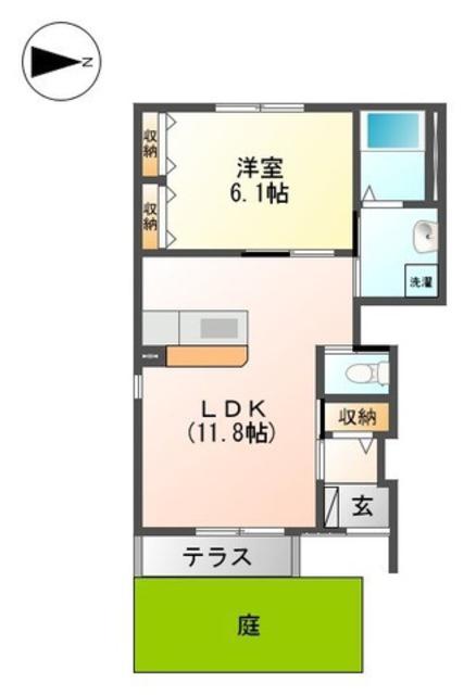ＪＲ阪和線 紀伊駅 徒歩29分 2階建 築12年(1LDK/1階)の間取り写真