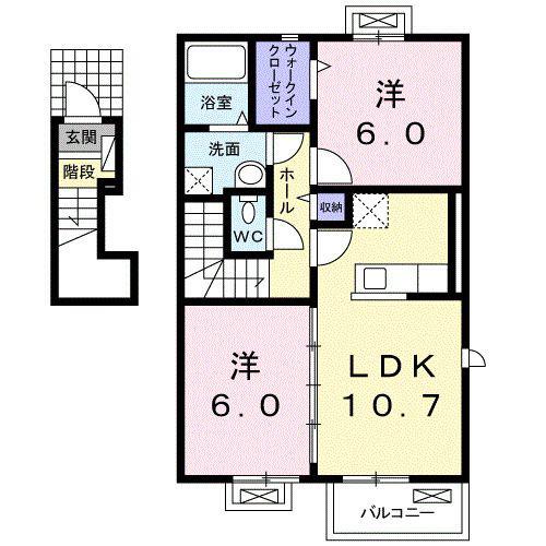カーサデュエ(2LDK/2階)の間取り写真