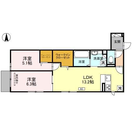 QUBE.2ND(2LDK/1階)の間取り写真